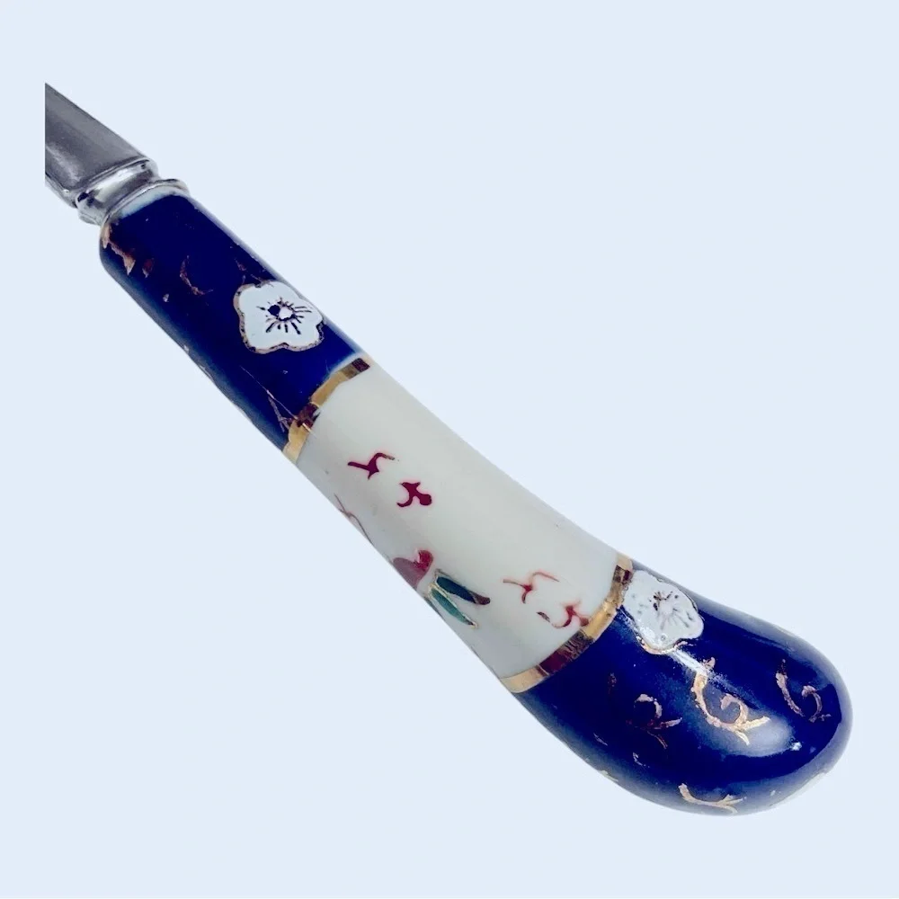 PRILL SHEFFIELD ENGLAND STAINLESS STEEL PORCELAIN SERVING FORK